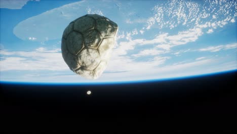 Alter-Fußball-Im-Weltraum-Auf-Der-Erdumlaufbahn